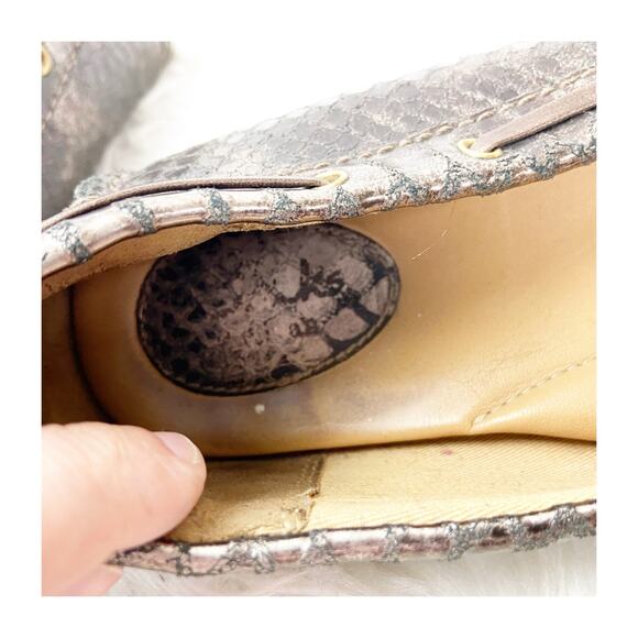 Clarks Dunbar Cruiser Loafers Women’s 9.5 Snake-Print Metallic Bronze Comfort - Picture 10 of 13